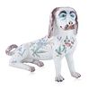 A FRENCH-BELGIAN STYLE PORCELAIN DOG, POSSIBLY ST. CLEMENT, EARLY 19TH CENTURY 