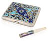 A RUSSIAN SILVER AND CLOISONNE ENAMEL CIGARETTE CASE WITH MATCHING CIGARETTE HOLDER, MOSCOW, 1908-1927