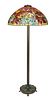 A MODERN TIFFANY STYLE STAINED GLASS 'HOLLY' FLOOR LAMP