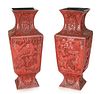 PAIR OF CHINESE CARVED CINNABAR LACQUER VASES, LATE 19TH-20TH CENTURY 