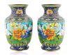 A PAIR OF CHINESE ENAMEL CLOISONNE VASES, 20TH CENTURY   