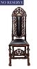 A CARVED WOODEN HIGHBACK CHAIR WITH LEATHER