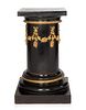 A FRENCH BLACK LACQUER AND BRONZE DETAILED EMPIRE PEDESTAL, LATE 19TH-EARLY 20TH