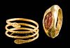 Lot of 2 Roman Gold Rings - Snake & Garnet