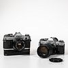 Two Canon AE-1 35mm Camera and Lenses