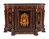 A Victorian Parcel Gilt Ebonized and Inlaid Rosewood Parlor Cabinet