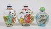 Three Chinese Enamel and Glass Snuff Bottles