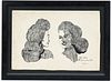 Dick Prisk, Pen and Ink, Profiles of Two Women
