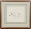 Martin Shee Archer, Pen & Ink, Study of Cat