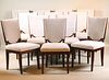 Twelve Modern White-Upholstered Dining Chairs