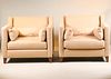 Pair of Beige Upholstered Club Chairs