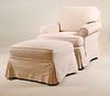 Modern Cream-Upholstered Club Chair and Ottoman