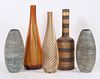 Five Art Glass and Ceramic Vases