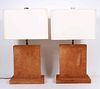 Pair of Modern Suede Upholstered Table Lamps