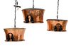 Three Copper and Metal Light Fixtures