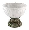 A Large Fluted Rock Crystal Bowl on a Painted Wood Stand 