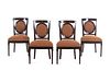 A Set of Four Modern Burl Walnut Side Chairs