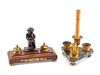 Two Marble and Bronze Inkwells
