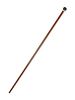 A Continental Brass and Bone Inlaid Walnut Tailor's 'System' Walking Stick