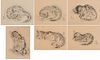 LEONARD TSUGUHARU FOUJITA, Japanese/French 1886-1968, Six Plates from A Book of Cats