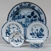 Group of Worcester Blue and White Articles and A Delft Charger