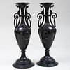 Pair of English Aesthetic Movement Style Painted Metal Urns