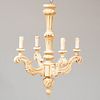 Rococo Style Painted Wood Four-Light Chandelier, of Recent Manufacture