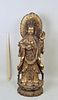 Large Carved Giltwood Full Length Standing Guanyin