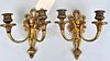 Pair Continental Style Figural Bronze Wall Sconces