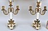 Pair French Empire Style Bronze/Marble Candleabra
