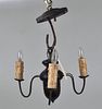 Early Turned Wood & Wrought Iron Chandelier