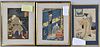Three Framed Japanese W/B Prints, Utagawa Kunisada