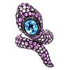 18k Pink Sapphire, Diamond, & Blue Topaz Snake Ring