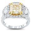 3.05ct Light Yellow Diamond 18KT White and Yellow Gold Ring