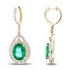 Emerald and Diamond 14KT Yellow Gold Earrings