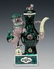 CHINESE MINIATURE PORCELAIN WINE VESSEL WITH DOG