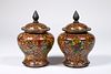 PAIR OF 19TH C. CHINESE CLOISONNE SMALL COVERED URNS