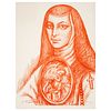 RAÚL ANGUIANO (Guadalajara, Jalisco, 1915 - Ciudad de México, 2006) Sor Juana Inés de la Cruz Firmada y fechada 95 a lápiz y e...