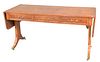 George IV Style Sofa Table having burlwood veneer, three drawers and three false drawers, height 30 inches, top 24" x 6", (veneer chipping to legs).