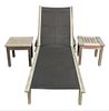 Three Piece Teak Group to include a Gloster chaise, along with two side tables, chaise width 26 inches, length 80 inches.