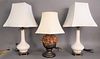 Five Table Lamps to include a pair of Lenox porcelain lamps, along with three others, tallest 32 inches.
