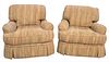 Pair Hickory White Upholstered Easy Chairs, width 39 inches, (excellent condition).
