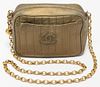 Chanel Gold-Tone Metallic Leather Camera Handbag