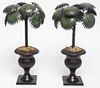 Italian Toleware Palm Tree Candle Holders, Pair