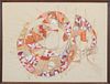 Wehrenberg Signed Modern Abstract Gouache on Paper