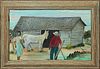 Billie Stroud (1919-2010, Louisiana), "The Horse Barn," 20th c., oil on board, signed lower right, presented in a wood frame, H.- 7 3/4 in., W.- 12 3/