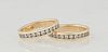 Pair of 14K Yellow Gold Eternity Bands, each with 12 round channel set .05 ct. round diamonds, Size 7, total diamond wt.- 1.2 cts., Size 7, Wt.- .18 T