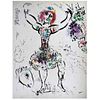 MARC CHAGALL, La malabarista, 1960, Unsigned, Lithography without print number, 12.5 x 9.4" (32 x 24 cm)