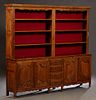 Large French Provincial Carved Cherry Louis XV Style Vaissalier, late 19th c., the stepped rounded corner crown over a back with six open shelves, on 