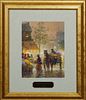 Gerald Harvey (1933-2017, American), "Along Park Avenue," 20th c., enhanced print, 76/750, signed lower right, presented in a stepped gilt frame, with